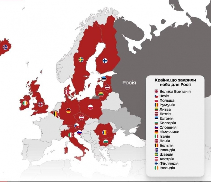 Європа закриває небо для літаків Росії: рахунок країн пішов на десятки